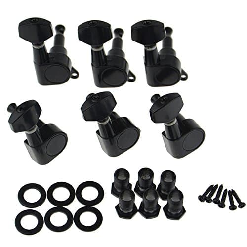 Set of 6 Right Black Tuning Pegs Keys Machine Heads for Steel String Guitar