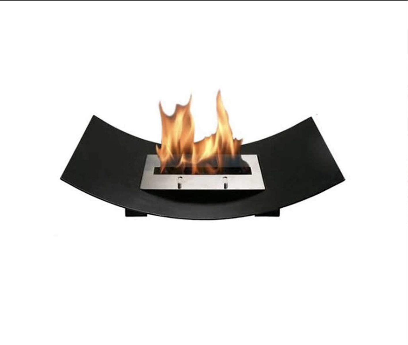 Chic Fireplaces Santa Fe Liquid Bio-Ethanol Fuel Fireplace: Ventless, Modern, Curved and Freestanding Design - Tempered Glass and Stainless Steel Burner Insert; Safe, Portable for Indoor or Outdoor