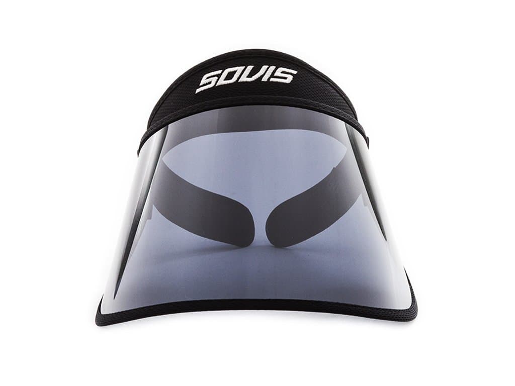 SOVIS Black Extended Length over 99% UVB and UVA2 / 97.2% UVA1 Facial Protection Sun Cap Solar Visor Hat Worldwide Patented