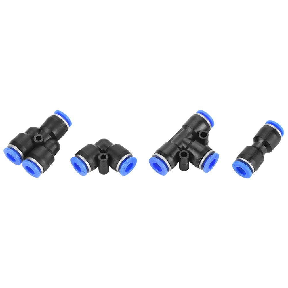 40Pcs 6mm Air Hose Pneumatic Push Connector 4 Types Air Push Quick Fittings 0-0.9MPa