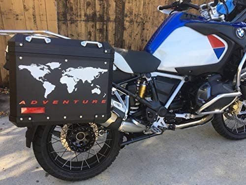 gs0000322 Adventure Motorcycle Reflective Decal Kit "World Adventure R1250" for BMW GSA Touratech Panniers