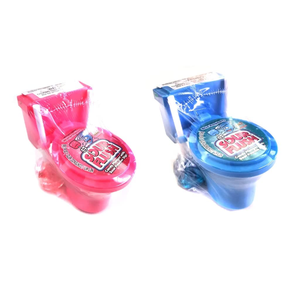 Kidsmania Sour Flush Candy Plunger with Sour Powder Dip 2 PACK Watermelon and Blue Raspberry