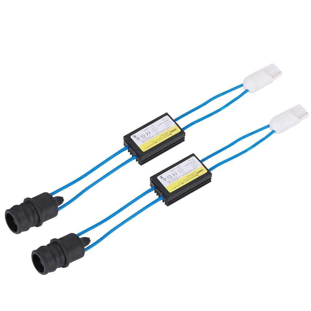Terisass 2 Pcs T10 LED Headlight Decoder Turn Signal Headlight Light Bulb H7 Canbus Error Anti Flicker Resistor Canbus Connector