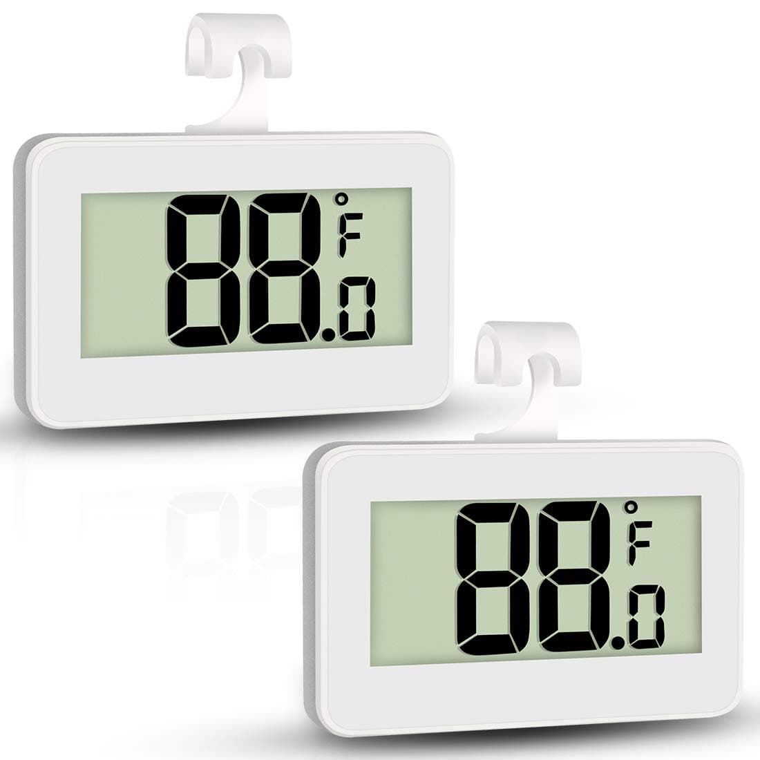 Mini Refrigerator Fridge 2 Pack Digital Freezer Thermometer Waterproof Room Thermometer with Hook, Large LCD Display