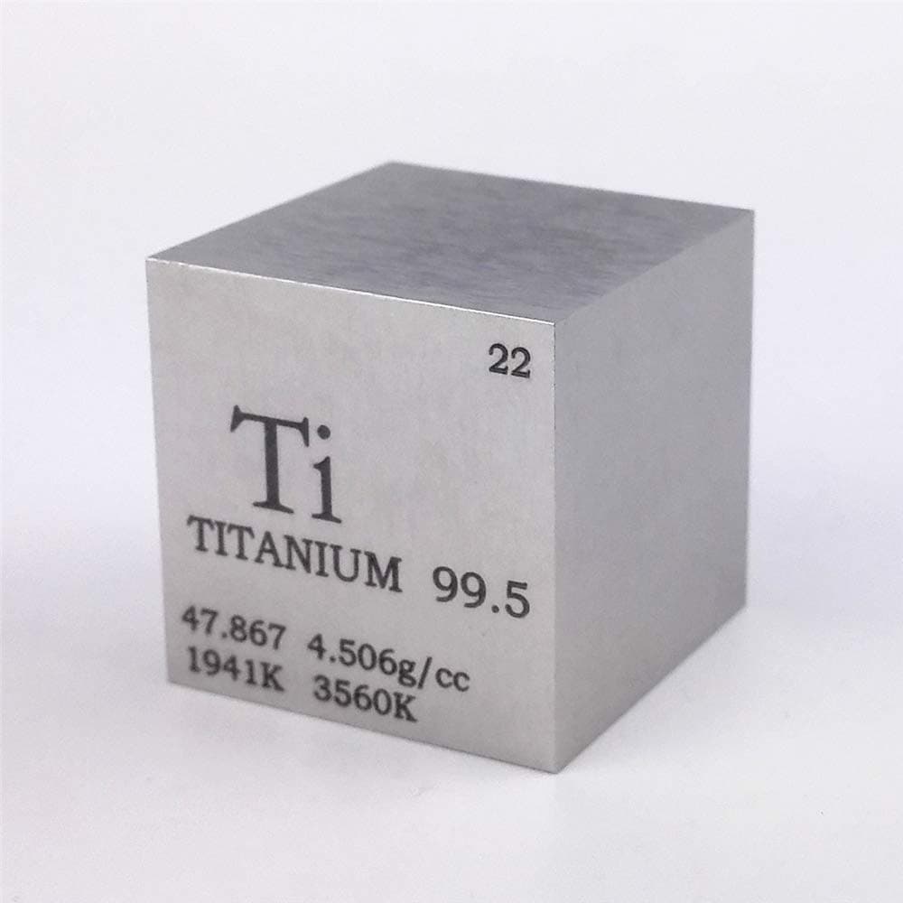 1 inch 25.4mm Titanium Metal Cube 73g 99.5% Engraved Periodic Table