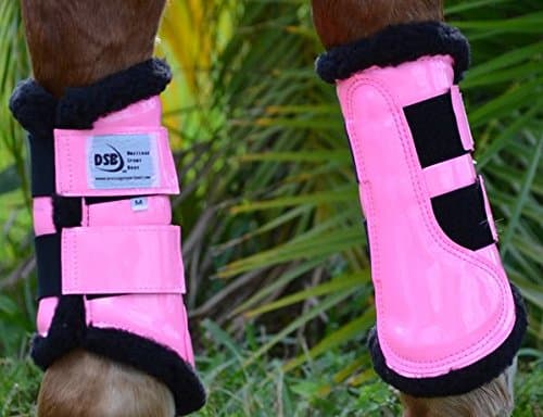 Dressage Sport Boot Horse Glossy Boot, Color: Pink/Black Fleece, Size: M (DSBMPNKB)