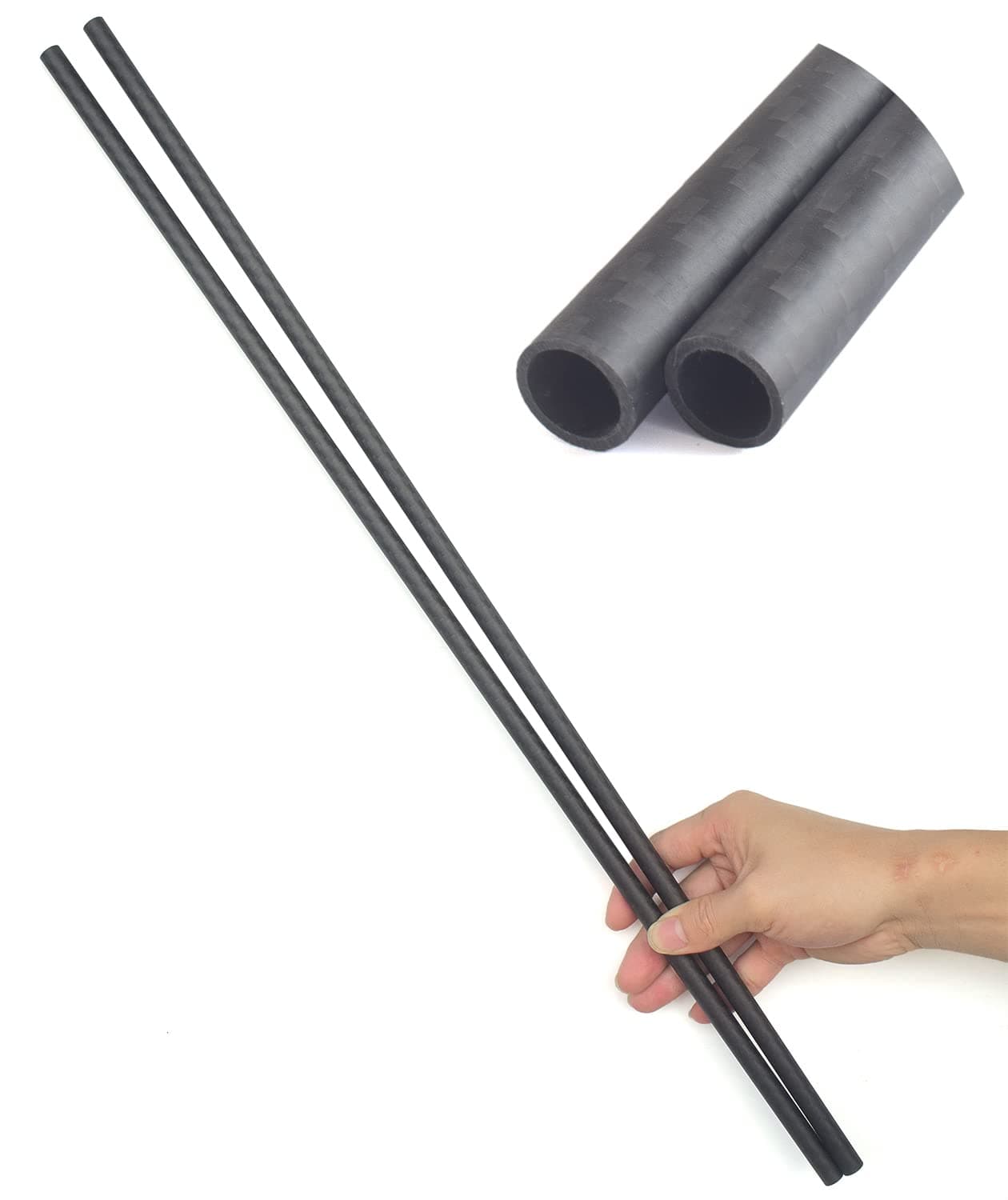 2pcs 600MM Length Carbon Fiber Tube 10x8x600MM,10~50MM Available,3K Roll Wrapped Twill Matte Finish