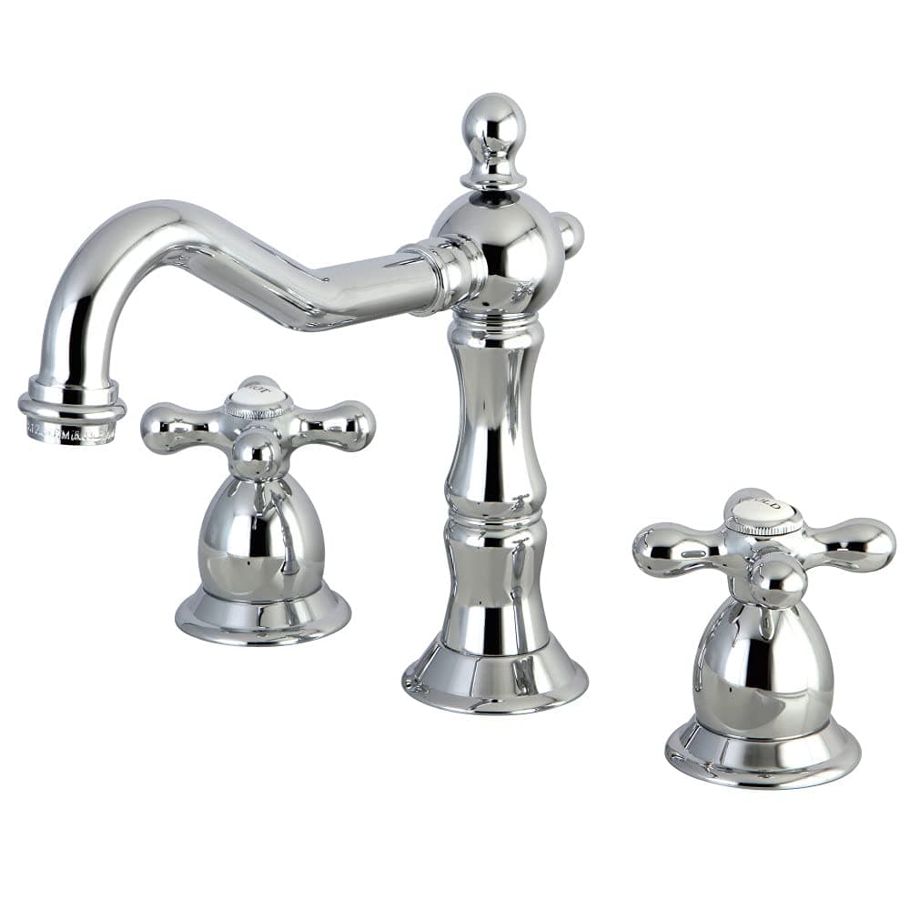 KS1971AX Heritage Widespread Lavatory Faucet with Metal Cross Handle, Polished Chrome, 8-Inch Adjustable Center