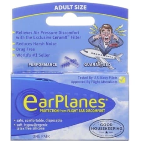 EarPlanes Adult Ear Plugs, 1 Pair Per Pack (6 Pack)