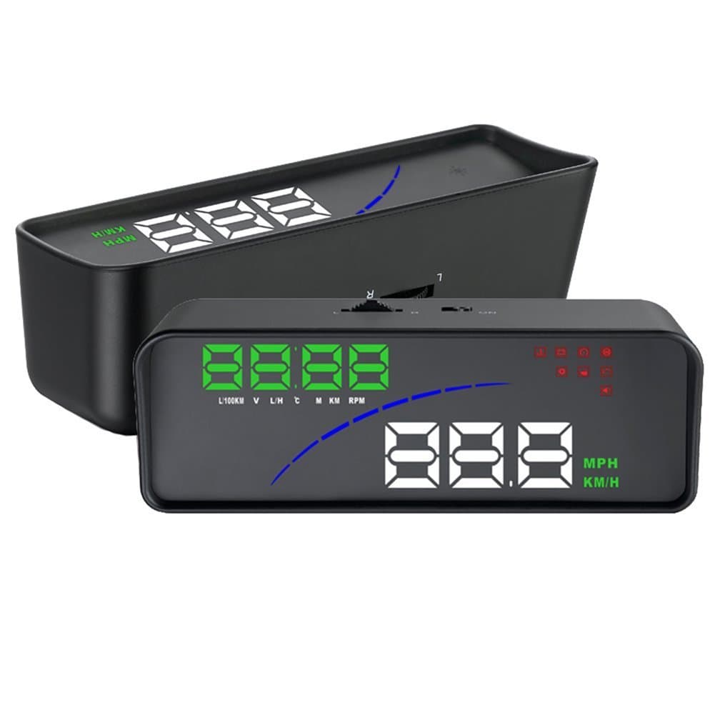 【Upgrade】 Universal Multi-function P9 HUD Head Up Display - Menhoud OBD2/EUOBD Car HUD, Plug & Play,Display KM/h MPH,Speeding Warning,Fuel Consumption,Temperature, Driven Mileage (Black)