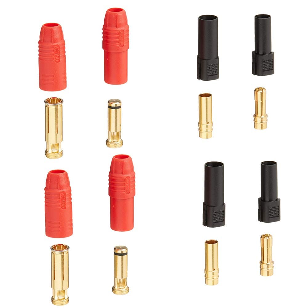 Amass AS150 and XT150 Connector Plug Set Male and Female Adapter for DJI S1000 S900 RC Lipo Battery [2 Pairs XT150 Black+2 Pairs AS150 Red]