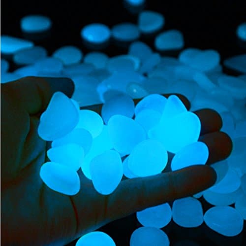 300 Pcs Glow in The Dark Pebbles for Walkways and Decor | Decorative Stones for Gardens, Yards, Lawns, Driveways, Plants, Aquarium | Electric Blue