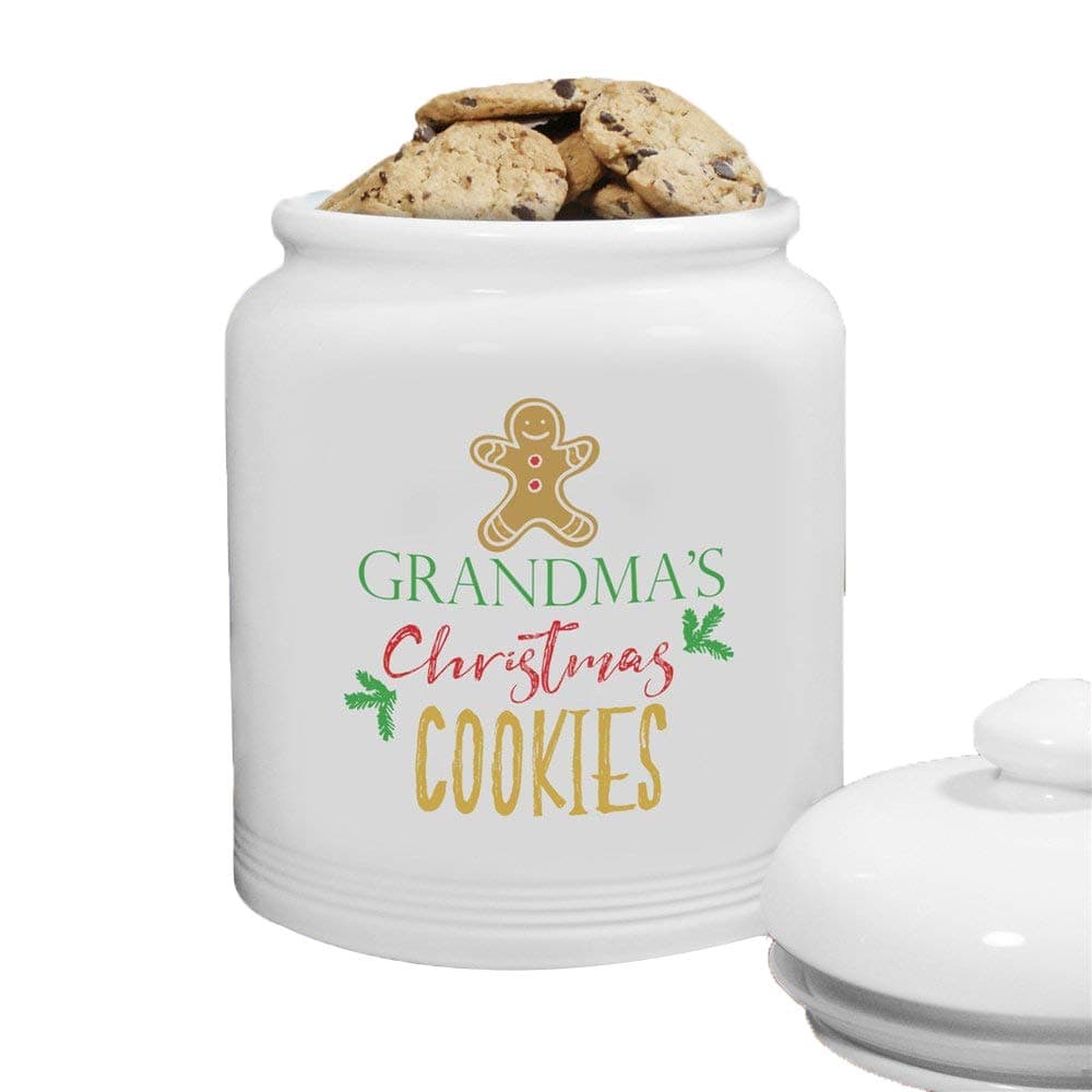 GiftsForYouNow Christmas Cookies Personalized Cookie Jar, 10"Hx8"Dia, Air Tight Container with Lid, Custom Name
