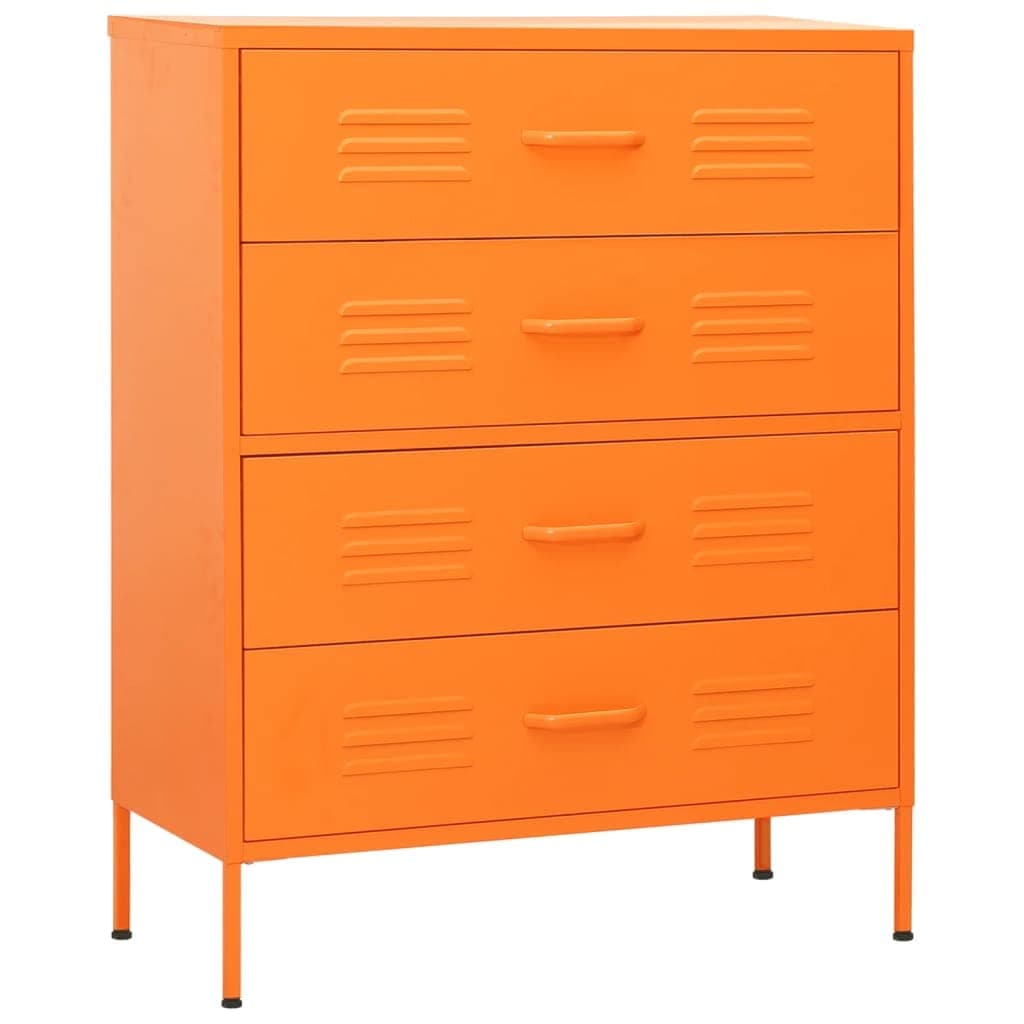 vidaXL Chest of Drawers Home Indoor Living Room Bedroom Side Drawer Storage Cabinet with Levellers Sideboard Furniture Orange Steel