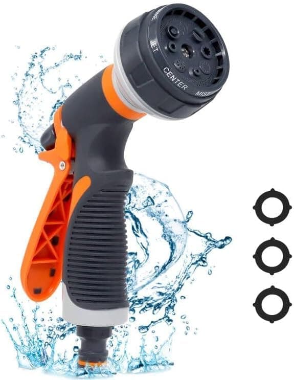 CalconoxCalconox Garden Hose Pipe Spray Gun, High Pressure Spray Nozzle Water Gun, 8 Adjustable Patterns, for Washing Car, Gardening, Watering Plants or Lawns, Cleaning Pets&Windows