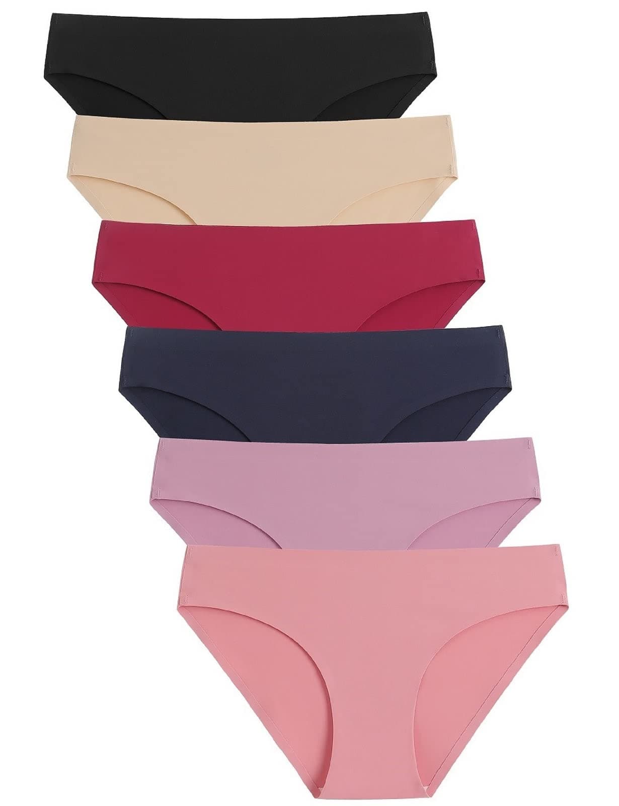 Women's Seamless Underwear No Show Stretch Bikini Panties Silky Invisible Hipster 6 Pack
