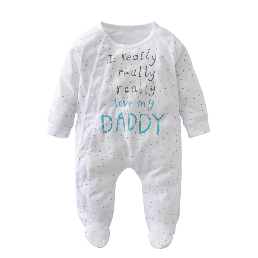 Newborn Baby Boys Girls Letter I Love My Dad and Mom Rompers Outfits Pajamas Bodysuit Clothes (I Love My Dad, 60(0-3 Months))