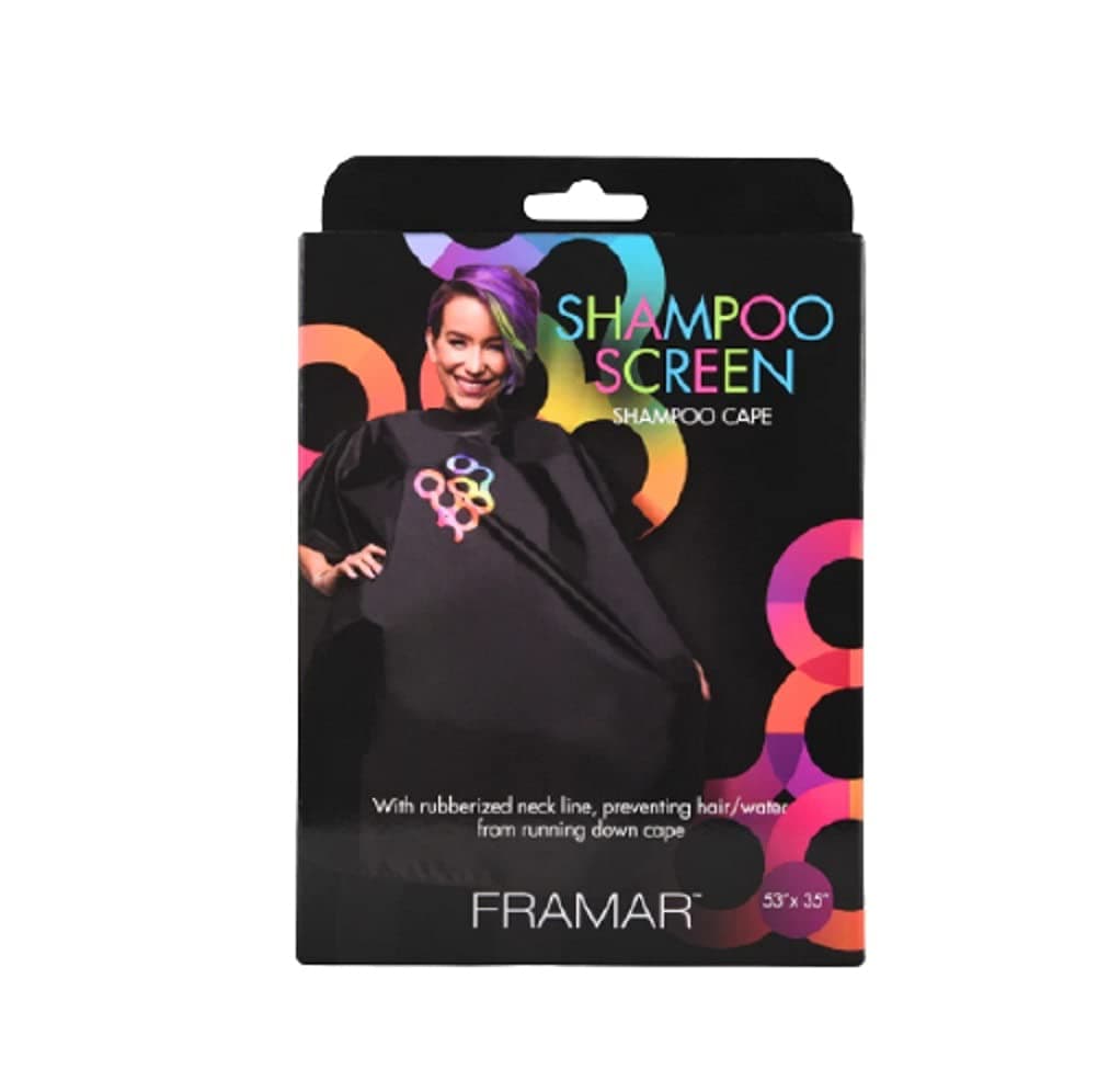 FRAMAR Barber Cape - Hair Cape with Snap Closure and Rubberized Collar, Haircut Cape, Salon Cape