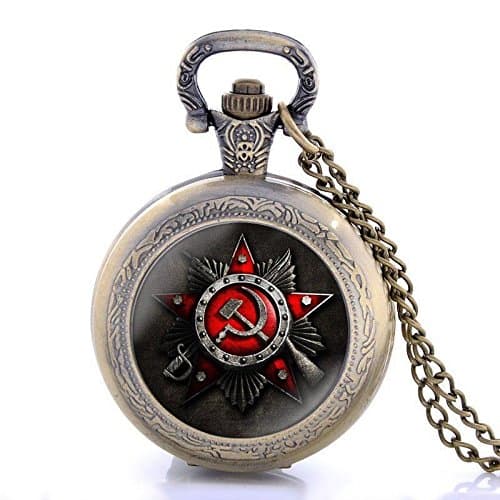 Bronze Antique Cccp Soviet Russia Vintage Pocket Watch Necklace Quartz Chain Gift Retro