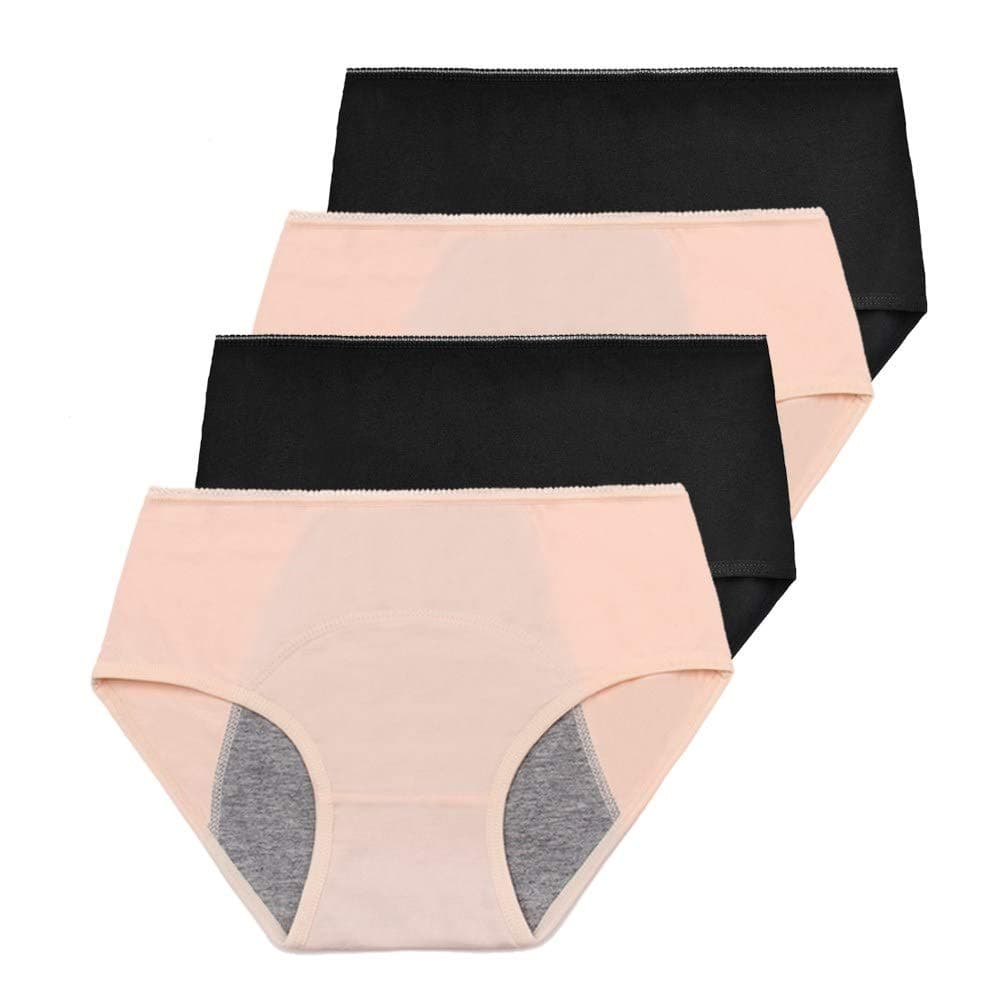 Womens Big Girls Menstrual Period Briefs Panties Teen Girls Leak Proof Underwear Pack of 4