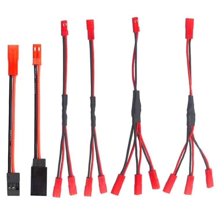 6PCS JST Plug Splitter JST Male Female Y Cable JST Y Parallel Adapter Harness JST to JR Adapter for Traxxas TRX-4 1/10 RC Car Crawler Truck Cooling Fan ESC Battery Motor
