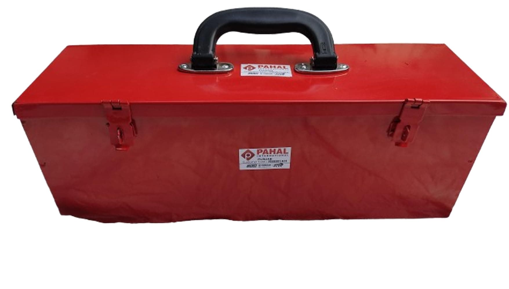 Metal Tool Box 16 x 5 x 5.5 Inch, Heavy Duty Steel Tool Storage Box for Mechanic, Electrician & Home Use (Red, Portable, Empty)