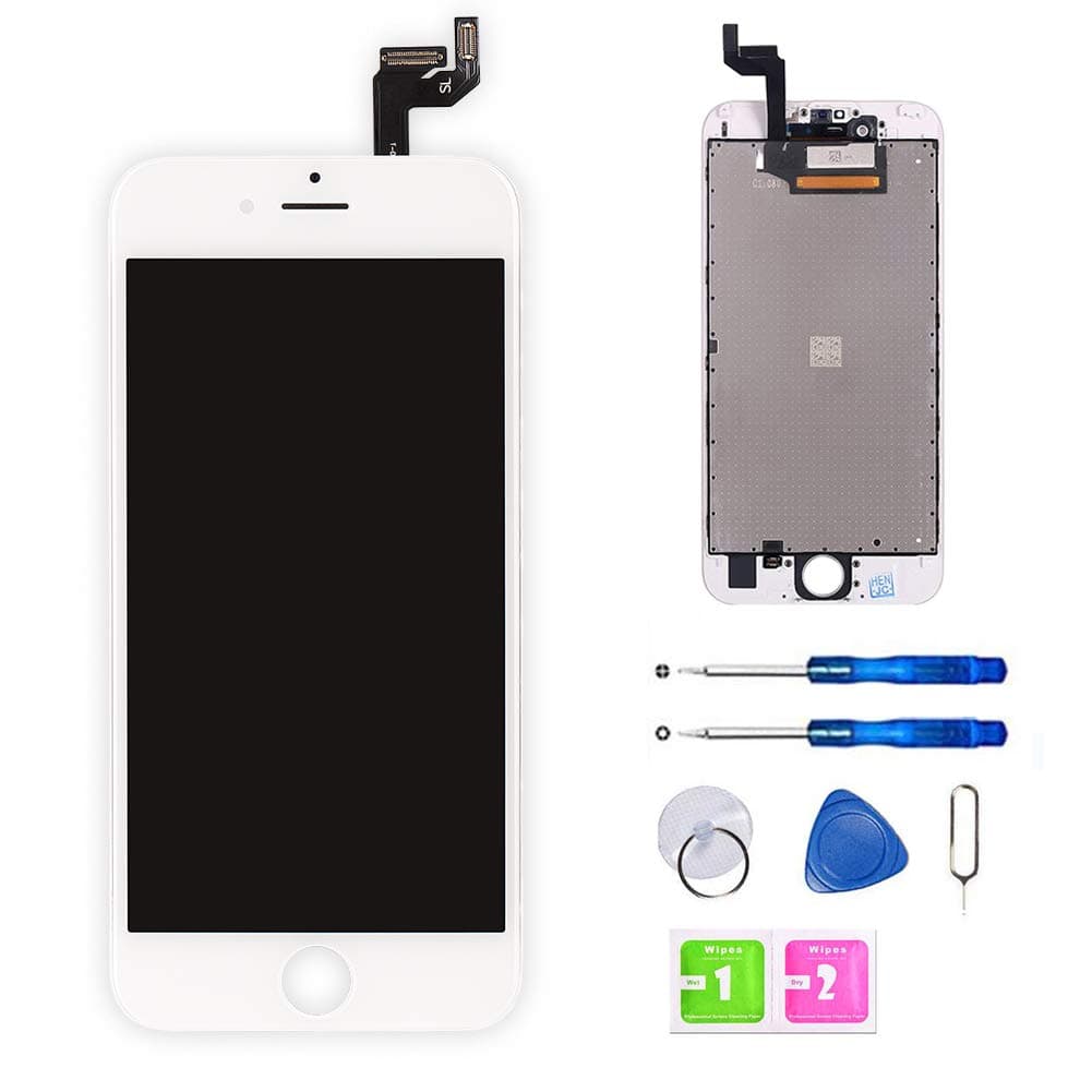 for iPhone 6S Screen Replacement White 4.7 Inch, LCD Display with 3D Touch Screen Digitizer Assembly Include Full Set Repair Tools