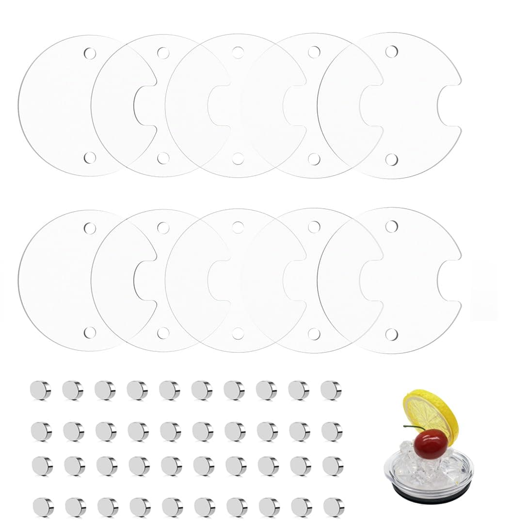 10pcs of Acrylic Blanks Tumbler Topper with magnet, Blank Acrylic Tumbler Topper Base for 20oz Tumbler Lid