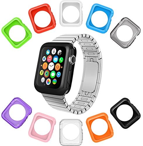 Apple Watch Case by La Zuzzi, 10 Soft Covers, 38mm, for Apple Watch Sport, Apple Watch & Edition, Anti Scratch Protection Cover, Match Colors with Your iPhone Case, New in Apple Watch Accessories!
