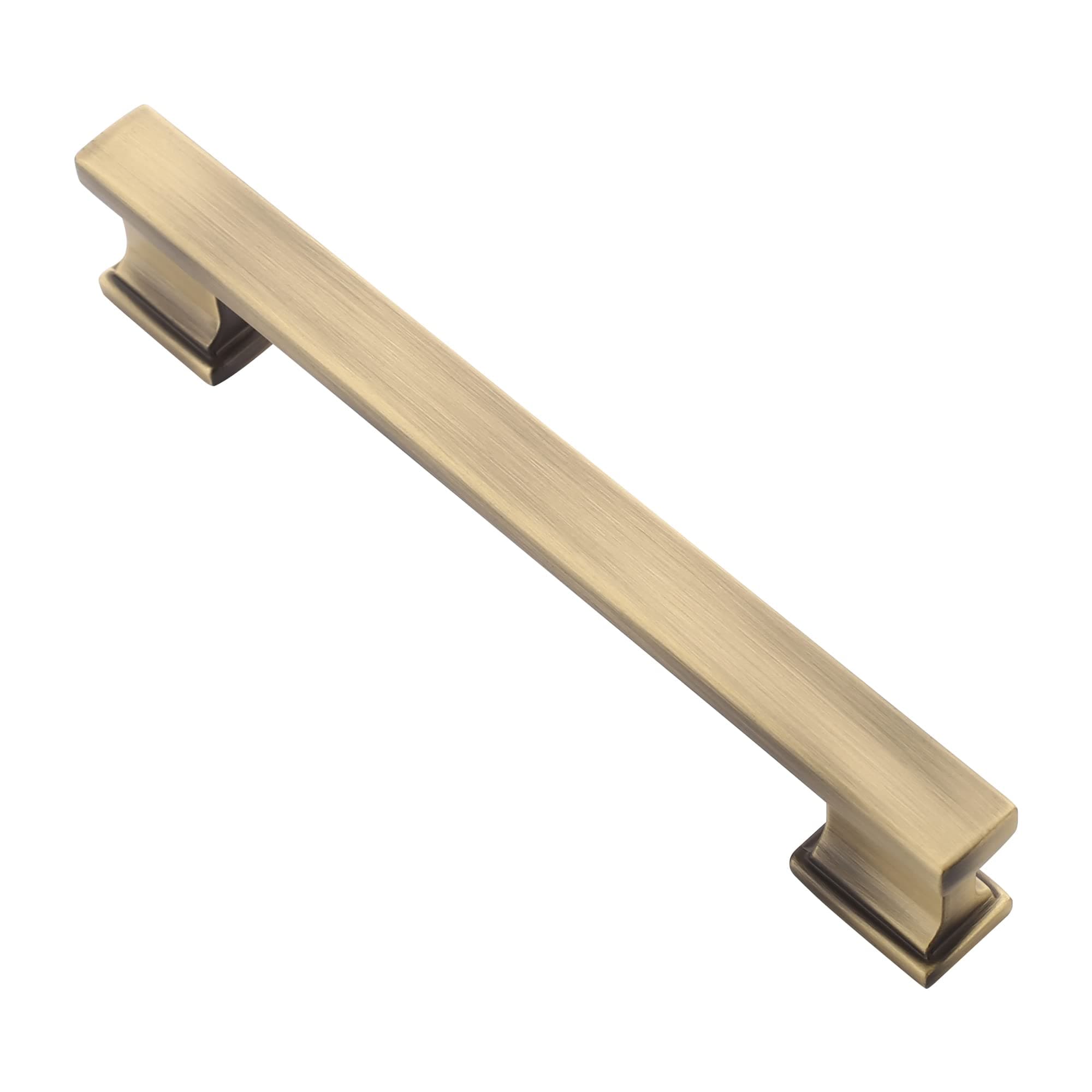 Alzassbg 10 Pack Brushed Antique Brass Cabinet Pulls, 5 Inch(128mm) Hole Centers Kitchen Cabinet Handles for Cabinets and Drawers AL3061AB