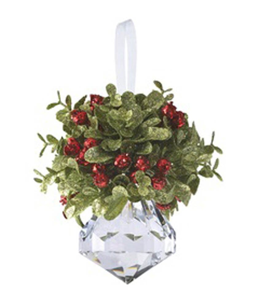 Kissing Krystal Acrylic Christmas Mistletoe Ornament with Hanger