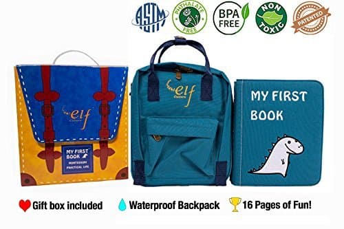 Quiet Book/Activity Book/Best Educational Montessori Toy for Babies and Toddlers. Early Learning preschool material for Boys and Girls, Safety soft fabric books for Kids, My First Book (Blue)