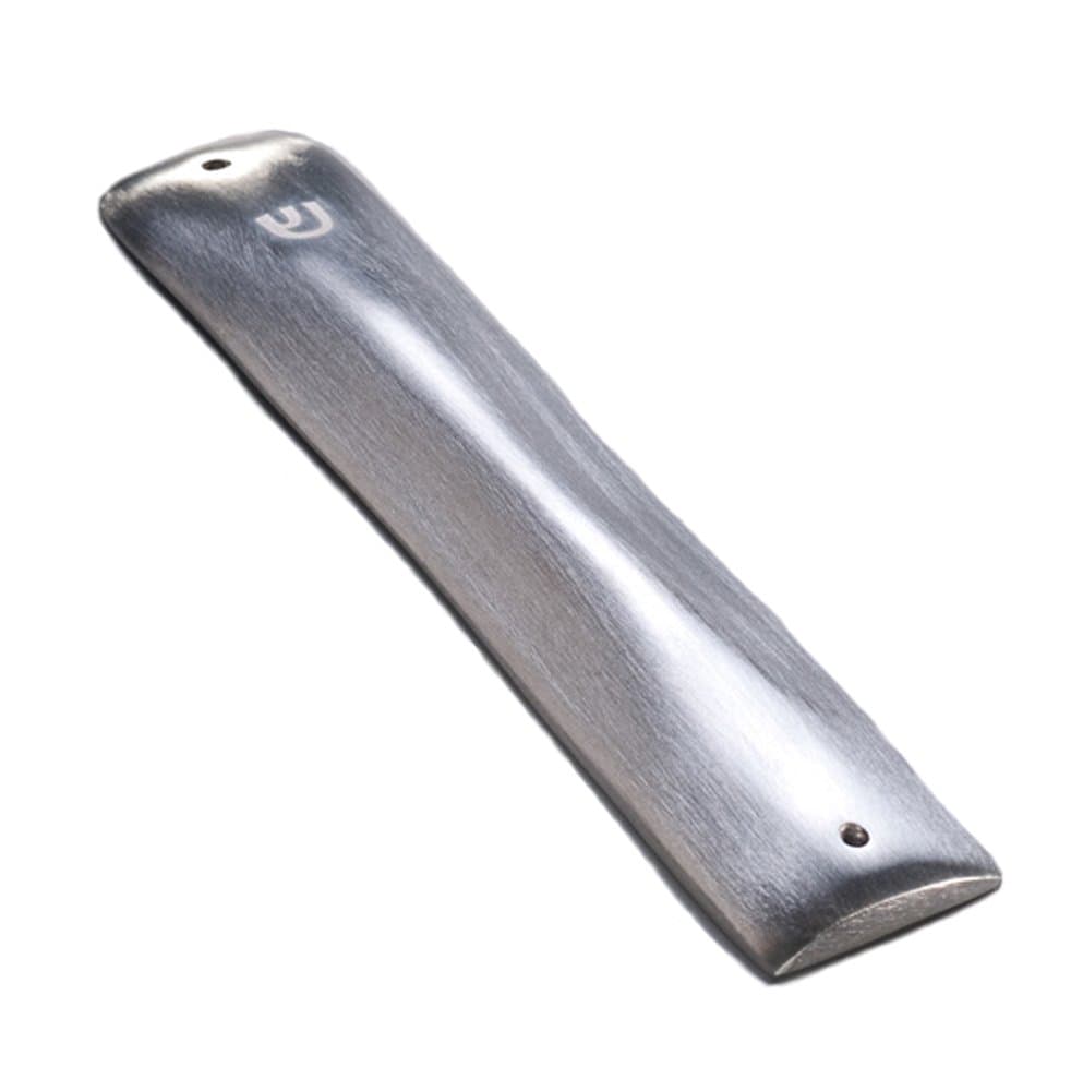 AB138 Large Mezuzah Case with Hebrew Letter Shin Monogram, Aluminum