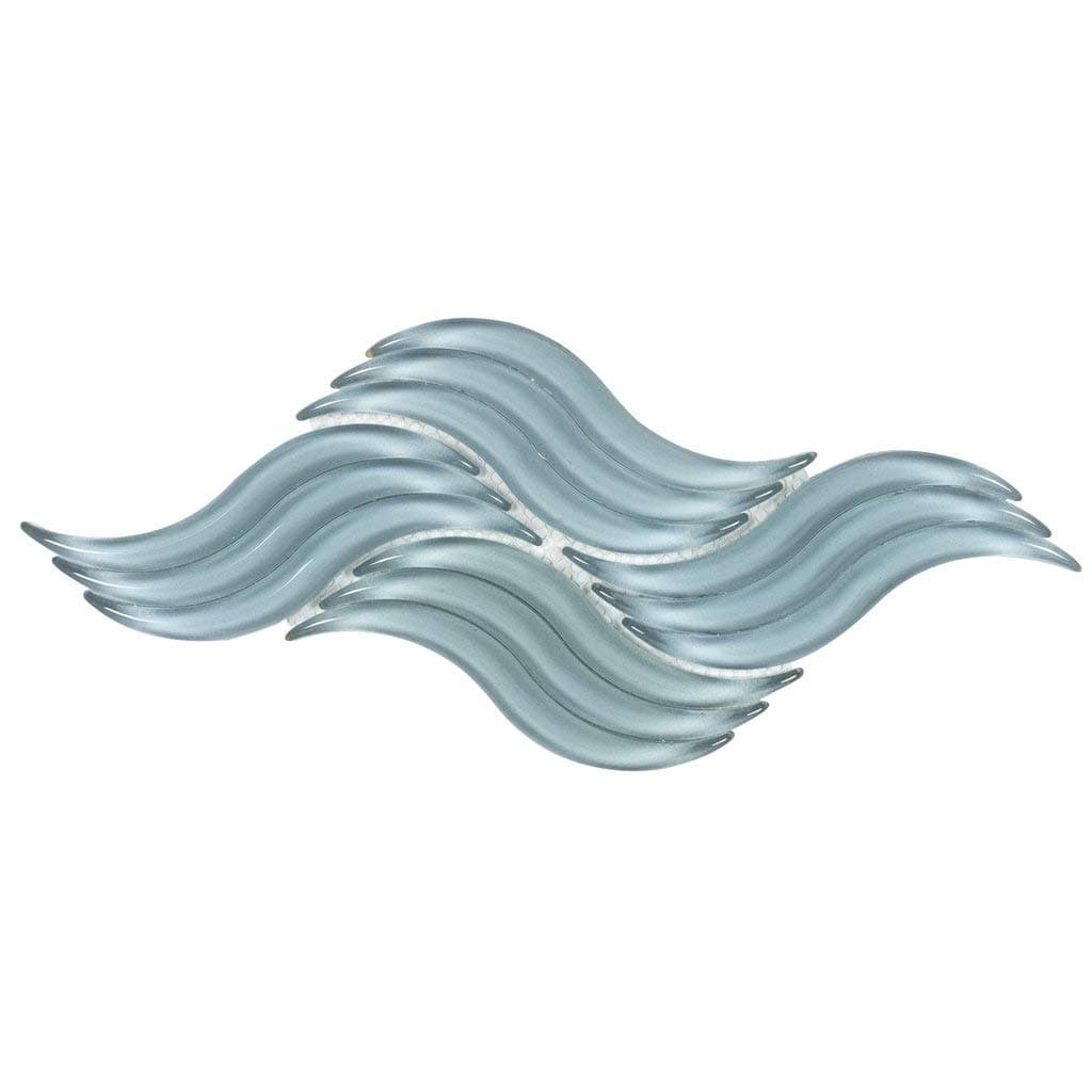 MTO0522 Modern 6X12 Subway Wave Blue Molded Glass Mosaic Tile (Sample Swatch)