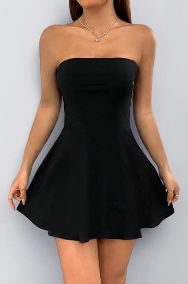 Solid Tube Sleeveless Fit & Flare Mini Dress for Women