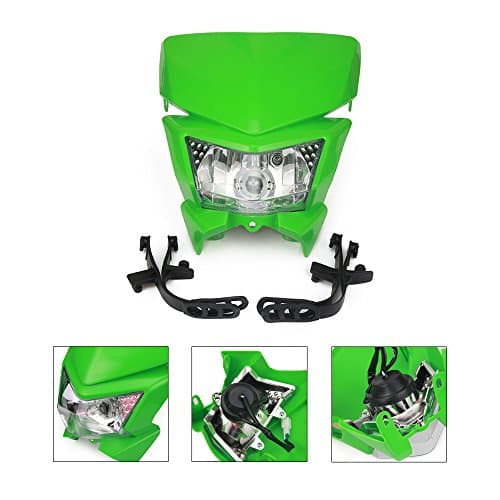 Dirt Bike Supermoto Headlight Kit Motorcycle Head Lamp Light S2 12V 35W For Kawasaki KX KXF KLX Motocross Enduro Pit Bike Universal - Green