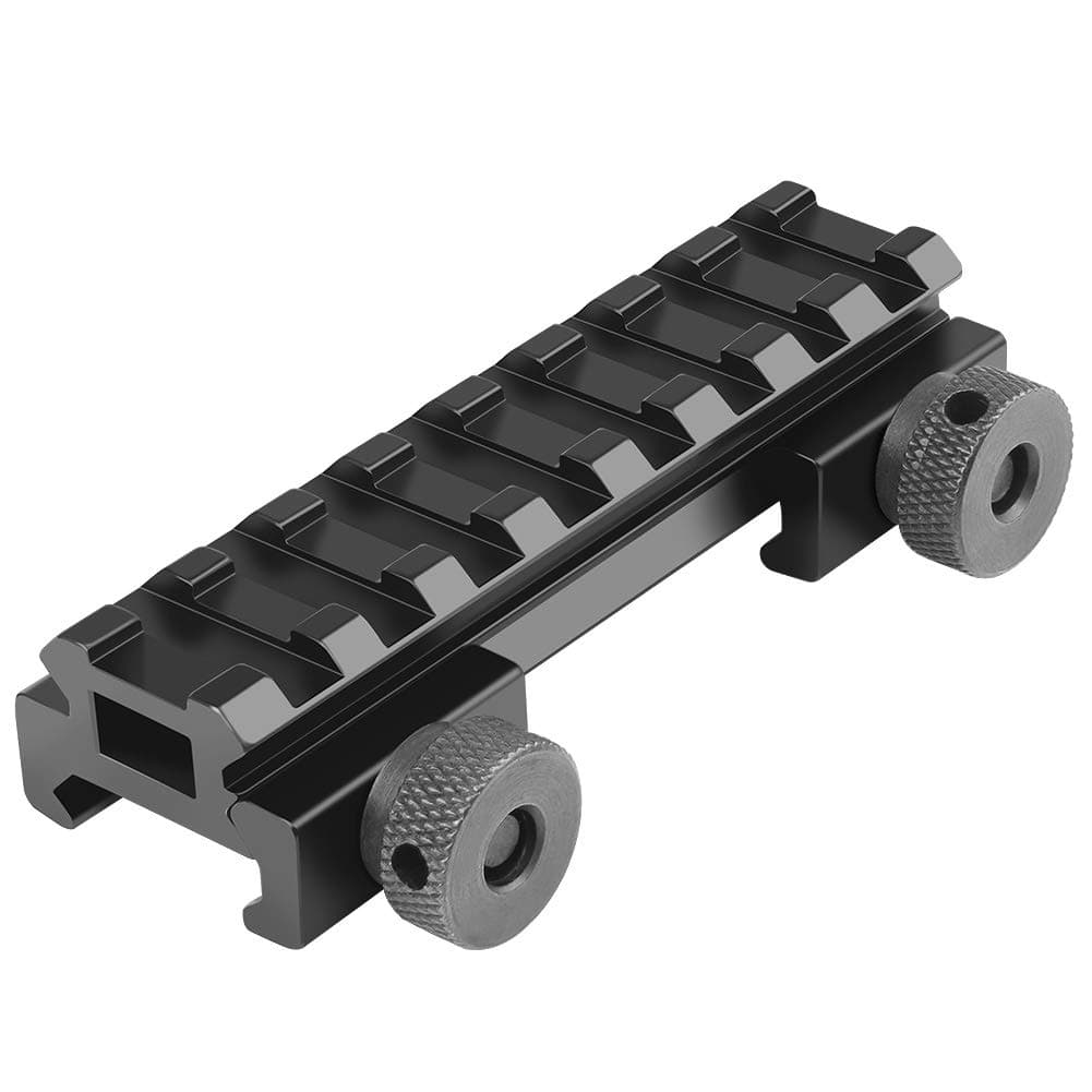 Low Profile Picatinny Rail, Riser Mount with See Through Hole for Scopes/Optics and Red Dots, 0.5'' High, 3.35'' Long, 8 Slot
