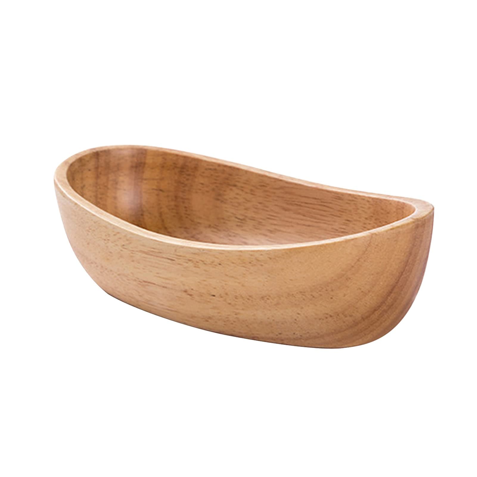 Keho Keho Kehongdun Wood Fruit or Salad Bowl,Fruit Plate Boat-Shaped Food Serving Dish Platter Candy Serving Tray Oval Oak Wood Fruit Plate Large Hand Carved Salad Bowl for Home Restaurant