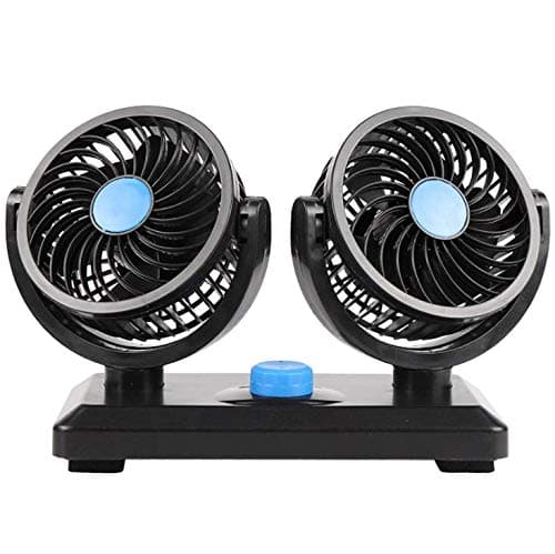 MASO Car Fan 12V Electric Auto Dashboard Cooler Air Con Dual Head for Sedan Vehicle Truck RV SUV