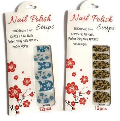 Nail polish strips - flower/butterfly design (2 of 12 pcs in a set)