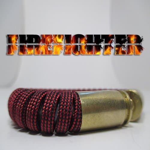 Red and Black Lined Paracord 40 Caliber Bullet Casing Bracelet