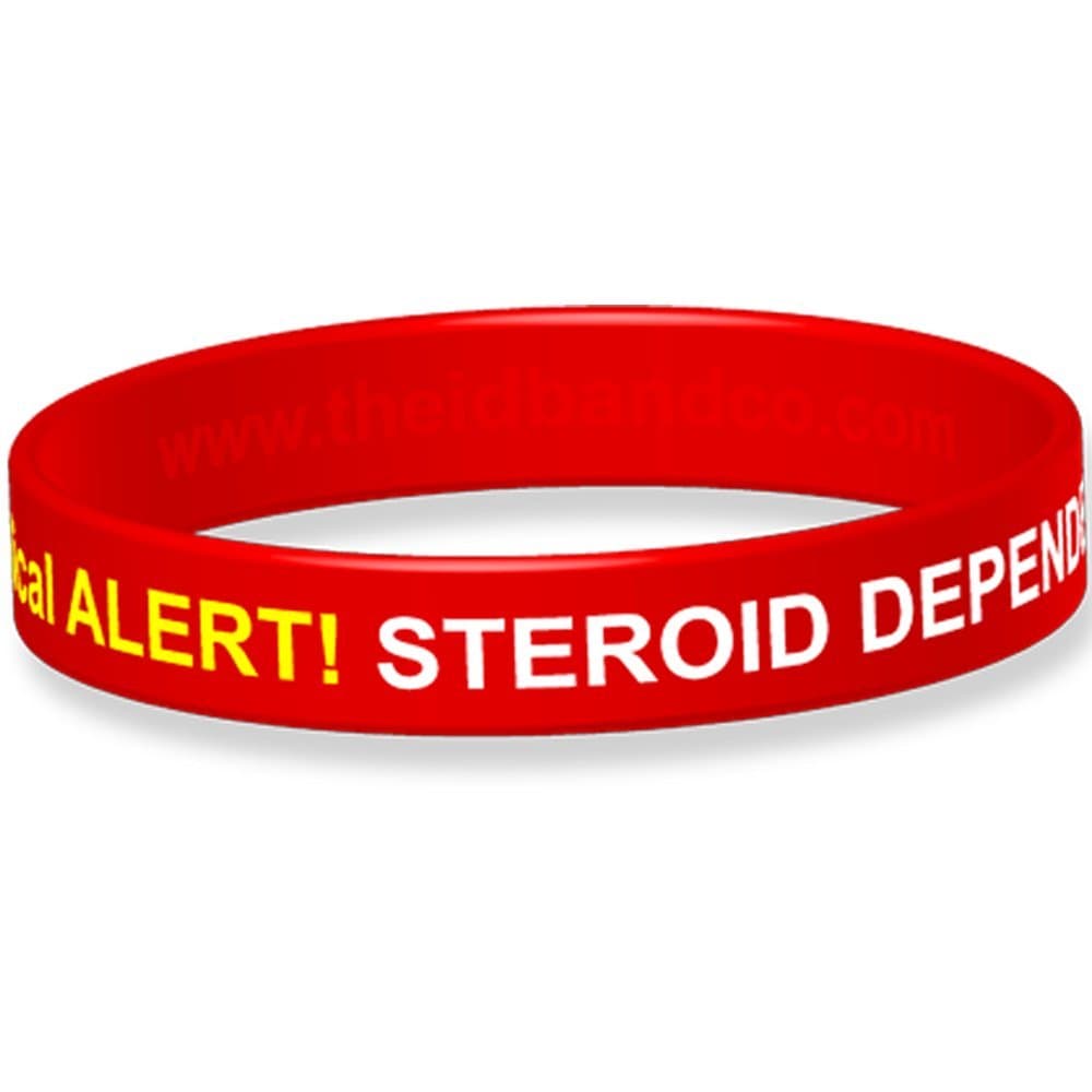 The ID Band Company Taking Steroids Medical Alert Silicone Wristband, Medium, Red, 1 Units,18cm