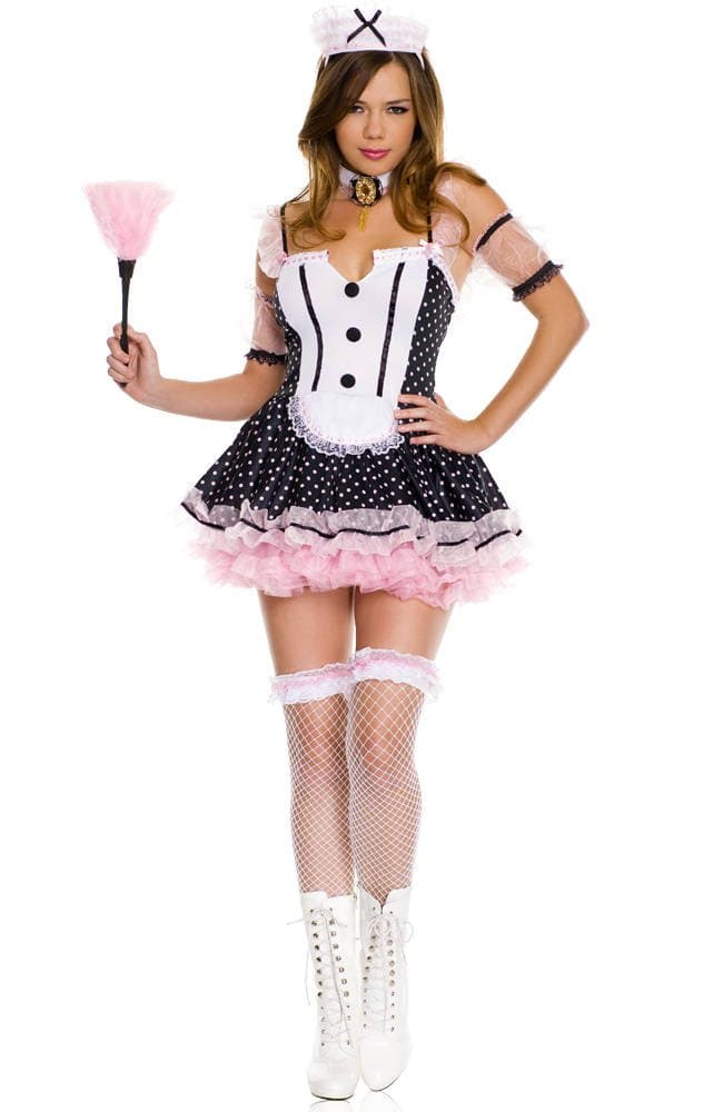 6 PC. Ladies Polka Dot Tuxedo Maid Dress