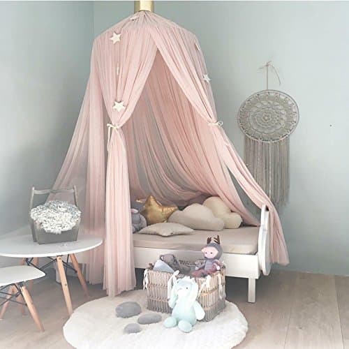 yangelo Dome Bed Canopy Kids Play Tent Mosquito Net for Baby Kids Indoor Outdoor Playing Reading 240cm (Pink)