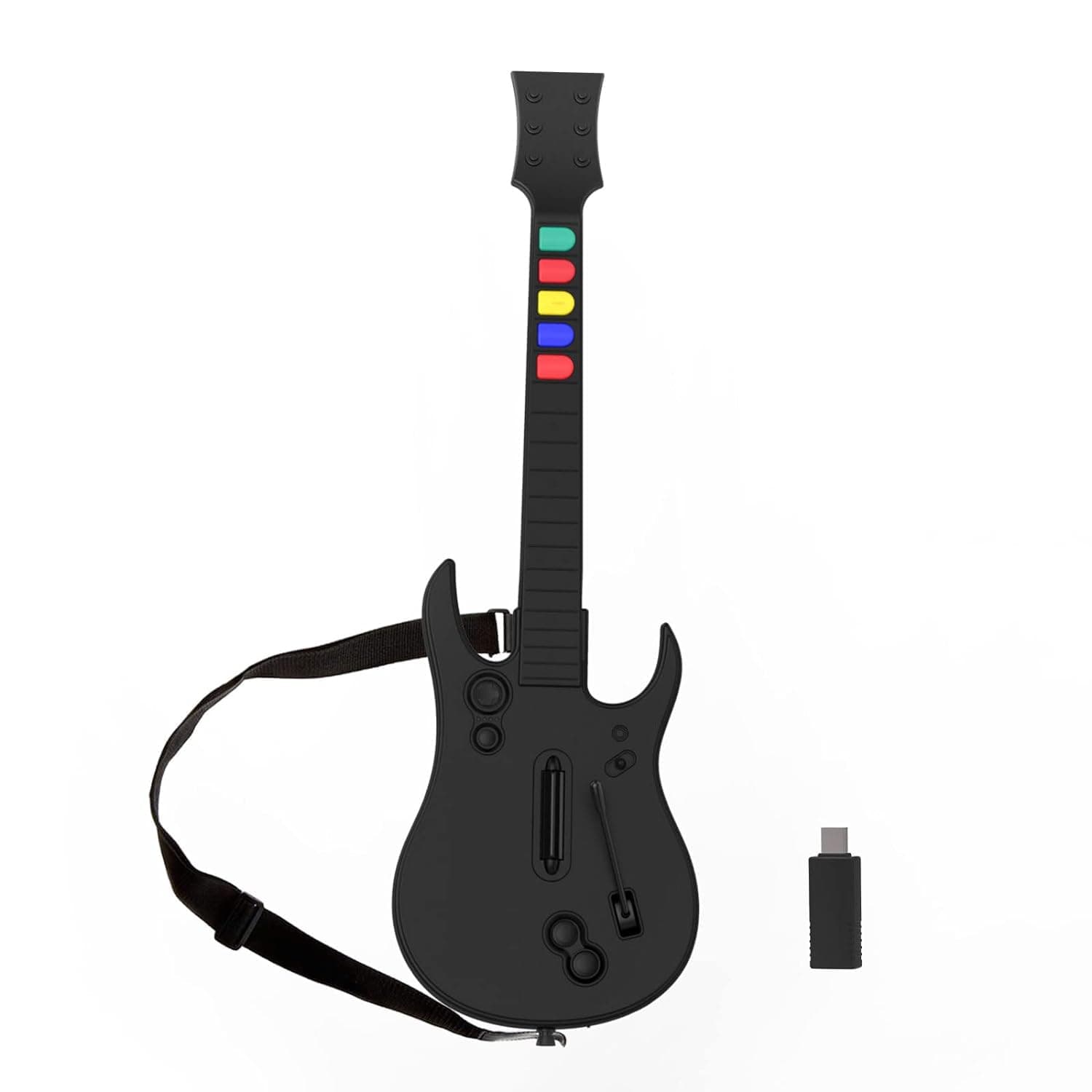 NBCP Guitar Hero Controller PC, Wireless PS3 /PC Guitar Hero Guitar with Dongle for Clone Hero, Guitar Hero 3/4/5 Rock Band 1/2 Games Black