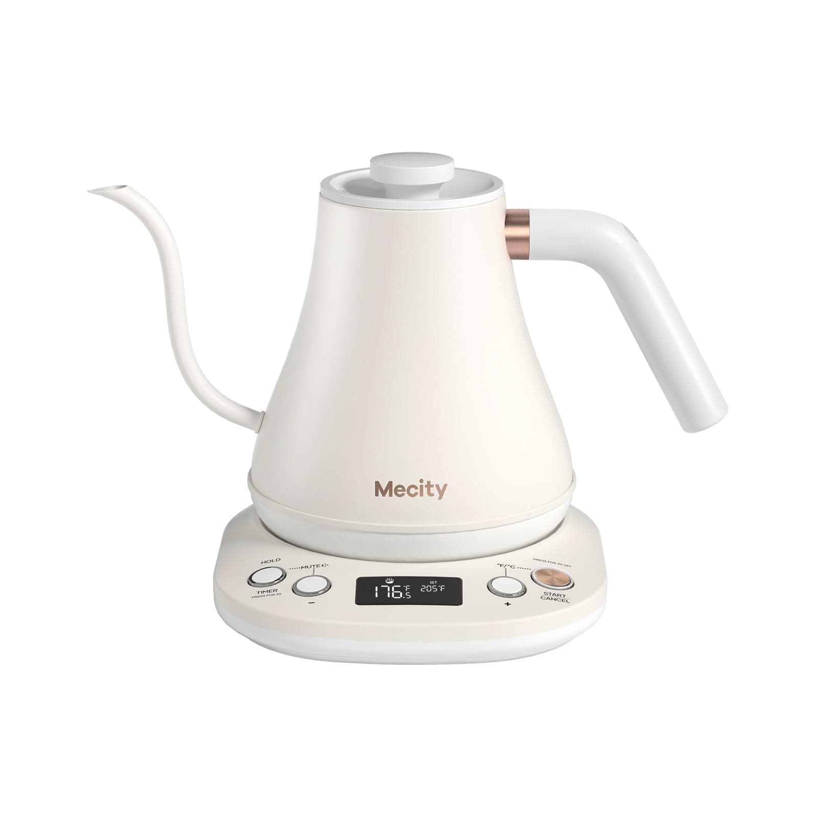 Mecity Electric Gooseneck Kettle with Temperature Control (100°F - 220°F) & Keep Warm Function, 0.8L Capacity, White