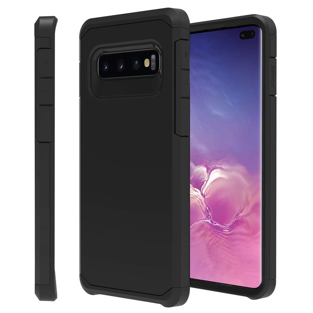 Samsung Galaxy S10 Plus Case,IDEA LINE Heavy Duty Protection Hybrid Hard Shockproof Slim Fit Cover Support Wireless Charging - Black