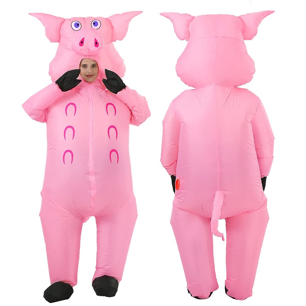 Inflatable Pig Costume - Adult Pink Pig Blow Up Costume