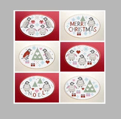 Riverdrift House 6 CROSS STITCH CHRISTMAS CARDS KIT Penguins