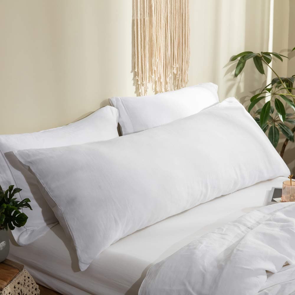 Simple&Opulence Body Pillow Cover 20" x 54",100% Pure Linen, Ultra Soft and Breathable, Body Pillowcase with Envelope Closure for Adults(White)OEKO-TEX STANDARD 100